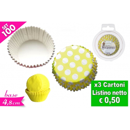 SET 100 PIROTTINI POIS/GIALLI 11.5CM