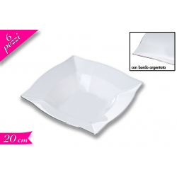 SET 6 PIATTI FONDI 20X20CM C/BORDO
